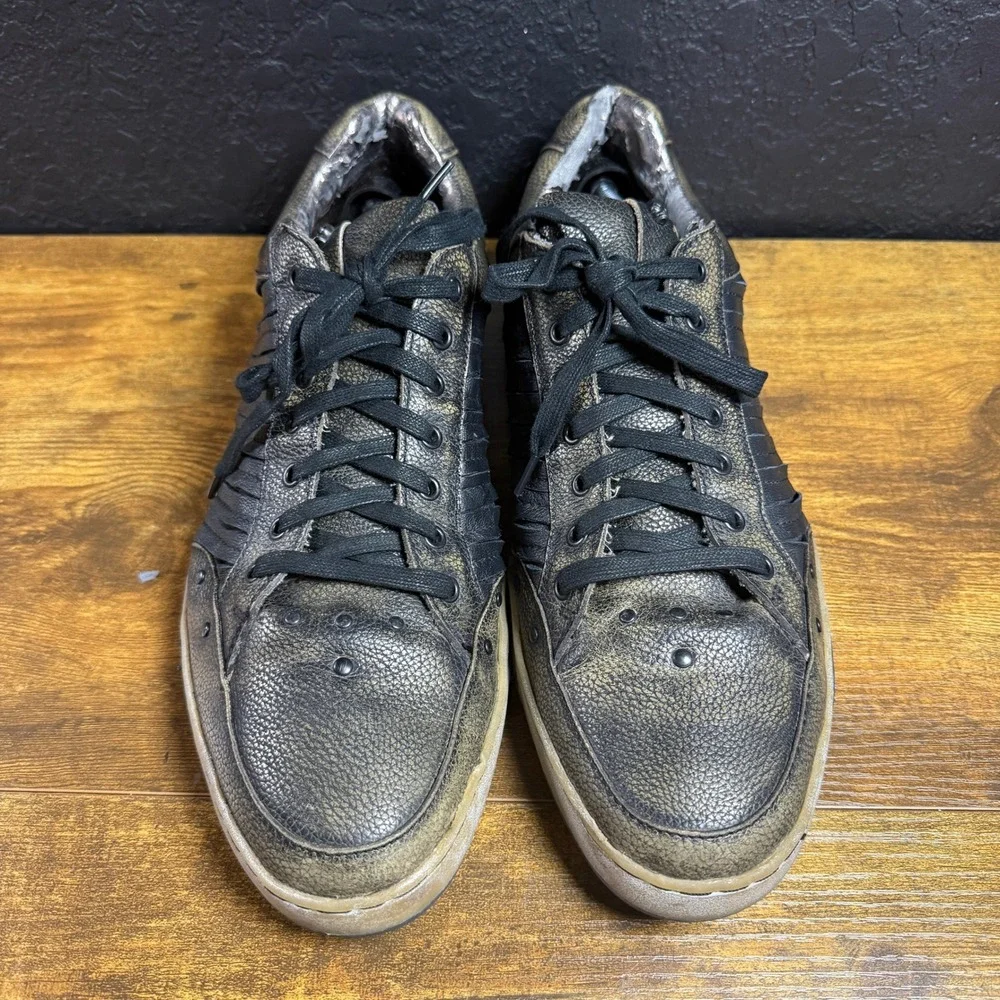 Mark Nason‎ Lounge 71801 DKBR Metallic Leather Skull Stud Sneakers Mens 13
